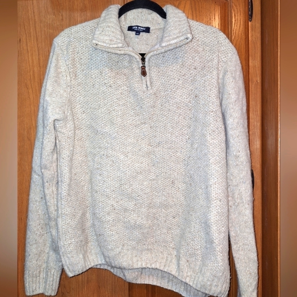 A Luca Nobili 1/4 zip soft wool blend sweater in a Men's XXL.
